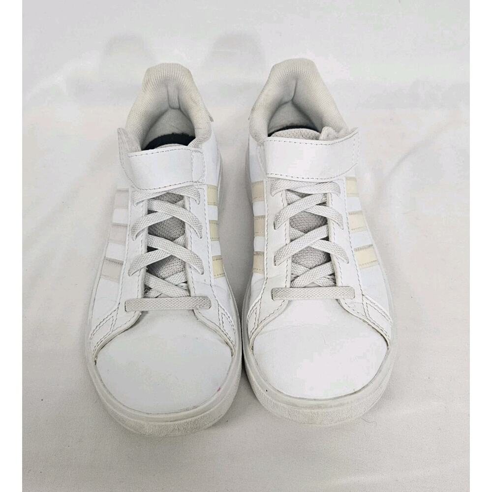 Adidas Children's Girls Grand Court 2.0 Cloud White Iridescent Sneakers Size 1.5 - Picture 3 of 9